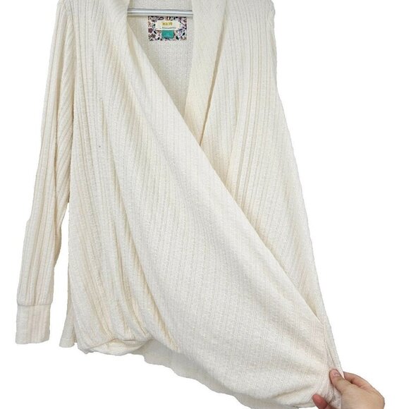 Anthropologie Maeve Rafela Hacci Surplice Top Cream Women’s Size 1X Puff Sleeve - Picture 6 of 12